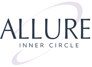 Logo of "Allure Inner Circle" with the word "ALLURE" in large letters and "INNER CIRCLE" in smaller letters beneath it. The logo features a stylized swoosh around the text.