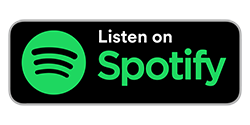 Spotify badge with a green logo and text reading "Listen on Spotify" on a black background.